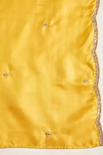 Mustard embroidered silk blend 3-piece suit set