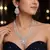 Double Layer CZ Bridal Necklace Set, Pakistani Indian Wedding Jewelry, Silver Tone Statement Ensemble