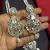 Double Layer CZ Bridal Necklace Set, Pakistani Indian Wedding Jewelry, Silver Tone Statement Ensemble