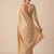 engaging beige-gold embroidery work with real bits work banarasi silk blend indian designer wedding saree