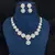 Pearl Floral CZ Bridal Necklace Earrings Set, Silver Wedding Jewelry