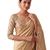 engaging beige-gold embroidery work with real bits work banarasi silk blend indian designer wedding saree