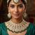 green necklace set with earrings & damni  kundan & agate stone  gold plated