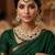 green necklace set with earrings & tikka  kundan & agate stone  gold plated