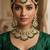 green necklace set with earrings & damni  kundan & agate stone  gold plated