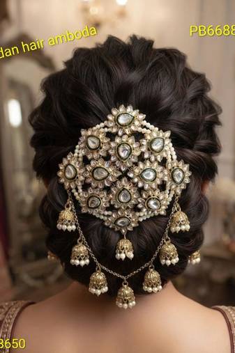kundan ambada juda pin bun cage & hair brooch