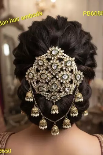 kundan ambada juda pin bun cage & hair brooch