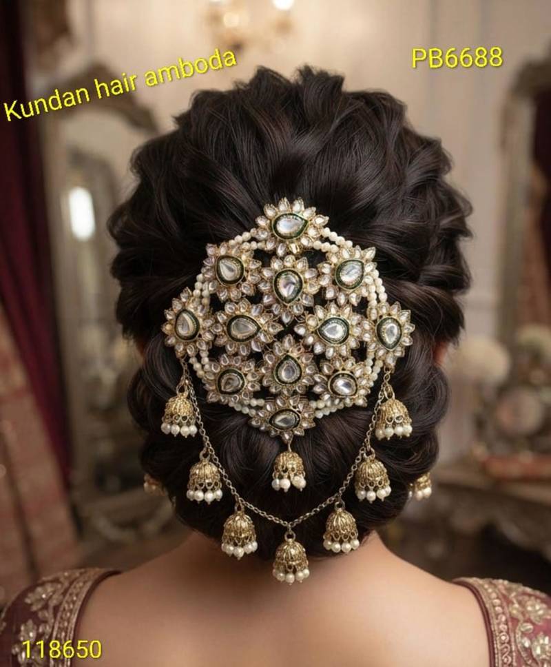 kundan ambada juda pin bun cage & hair brooch