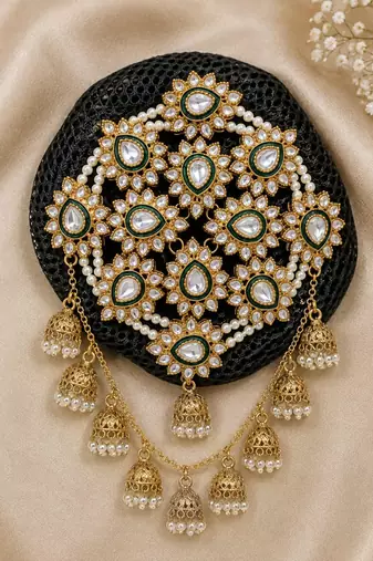 kundan ambada juda pin bun cage & hair brooch