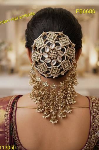 kundan ambada juda pin bun cage & hair brooch