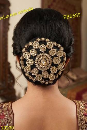kundan ambada juda pin bun cage & hair brooch
