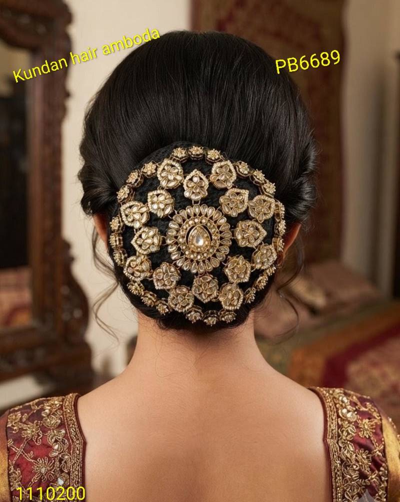 kundan ambada juda pin bun cage & hair brooch