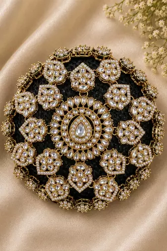 kundan ambada juda pin bun cage & hair brooch