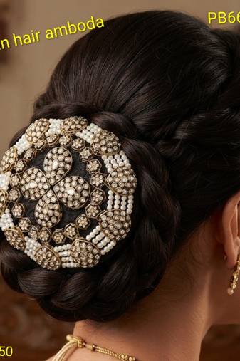 kundan ambada juda pin bun cage & hair brooch