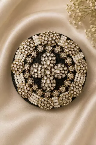 kundan ambada juda pin bun cage & hair brooch