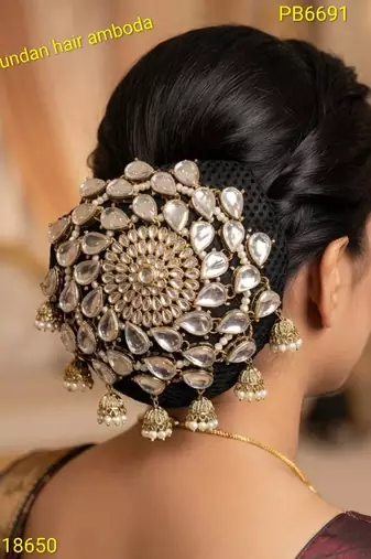 kundan ambada juda pin bun cage & hair brooch