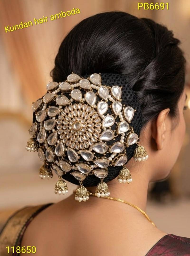kundan ambada juda pin bun cage & hair brooch