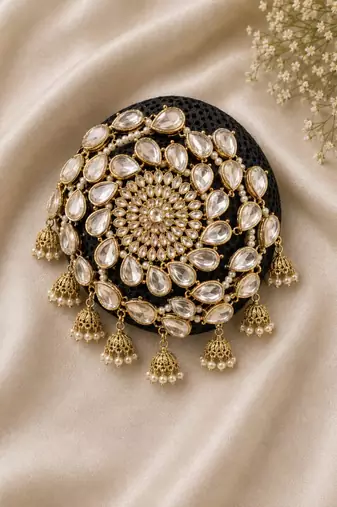 kundan ambada juda pin bun cage & hair brooch
