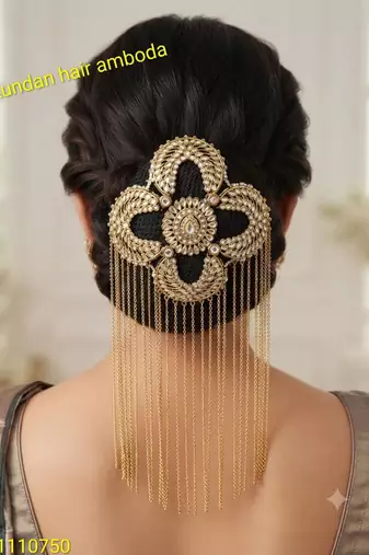 kundan ambada juda pin bun cage & hair brooch