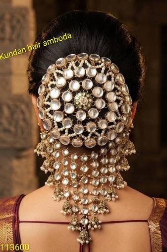 kundan ambada juda pin bun cage & hair brooch