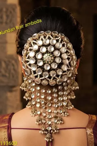 kundan ambada juda pin bun cage & hair brooch