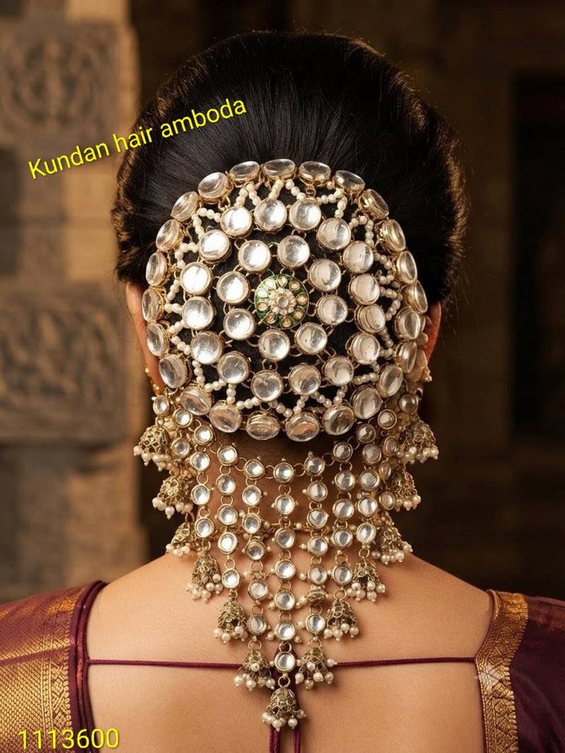 kundan ambada juda pin bun cage & hair brooch