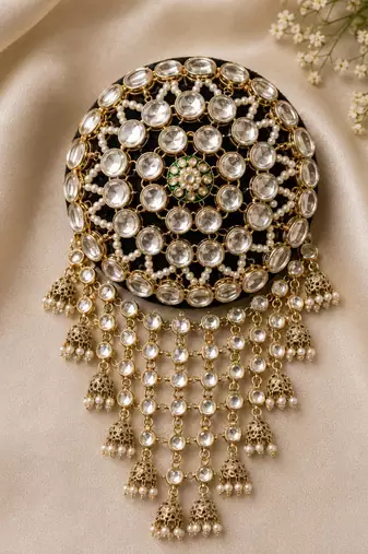 kundan ambada juda pin bun cage & hair brooch