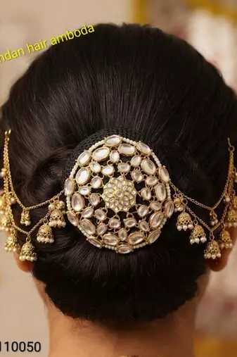 kundan ambada juda pin bun cage & hair brooch