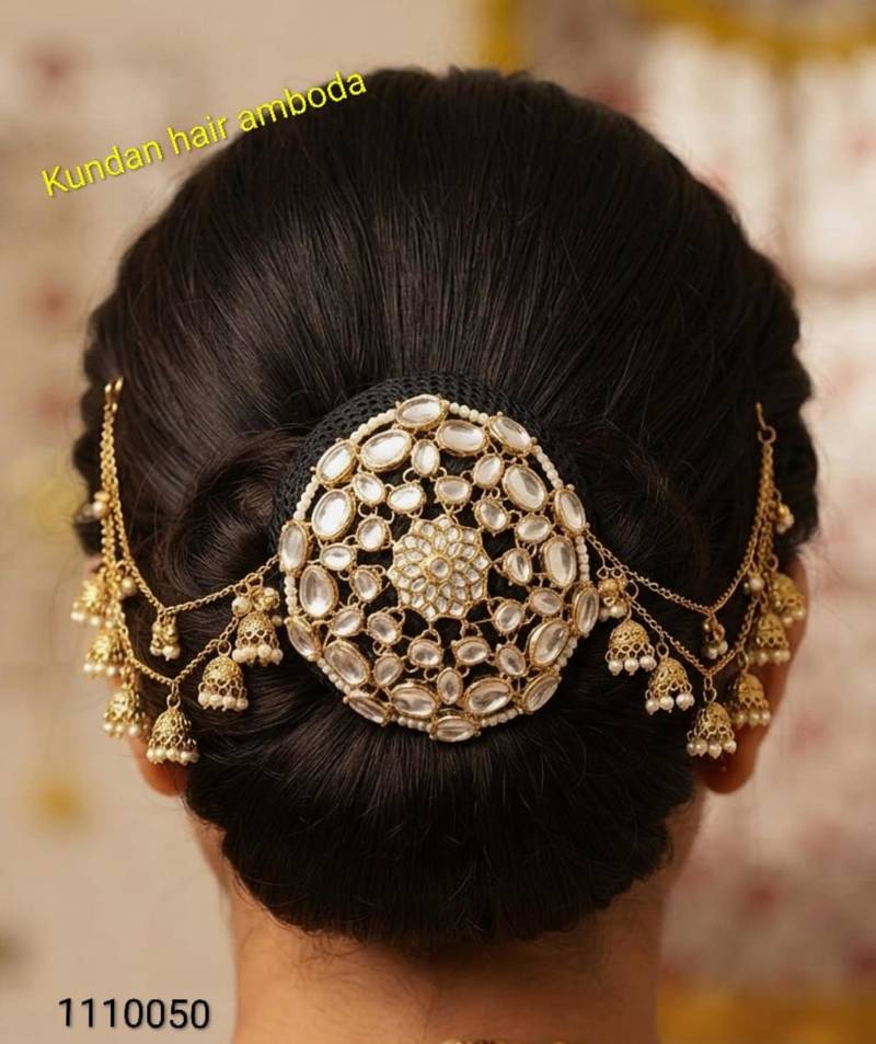 kundan ambada juda pin bun cage & hair brooch