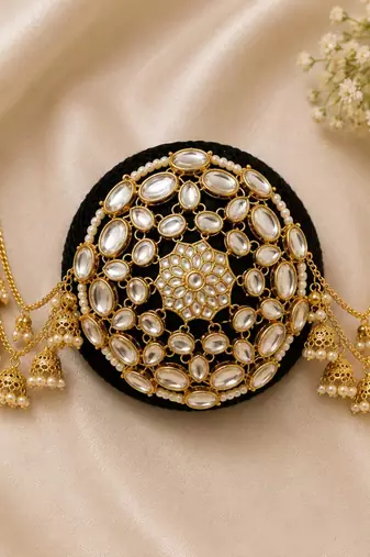 kundan ambada juda pin bun cage & hair brooch