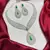 Emerald Green CZ Bridal Necklace Set, Silver Teardrop Pendant, Art Deco Crystal Jewelry