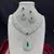 Emerald Green CZ Bridal Necklace Set, Silver Teardrop Pendant, Art Deco Crystal Jewelry