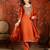 Rust embroidered silk blend 3-piece suit set