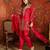 Fuchsia pink embroidered silk blend 3-piece suit set