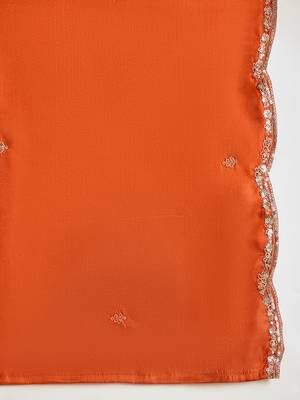 Rust embroidered silk blend 3-piece suit set 4