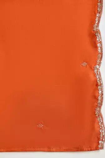 Rust embroidered silk blend 3-piece suit set