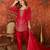 Fuchsia pink embroidered silk blend 3-piece suit set