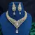Gold Plated CZ Bridal Necklace Set, Indian Wedding Jewelry, Statement Earrings