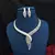 Marquise Cubic Zirconia Bridal Necklace Set, Silver Plated Choker Earrings