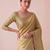 seductive moss-green embroidery work with real bits work banarasi silk blend indian saree with blouse