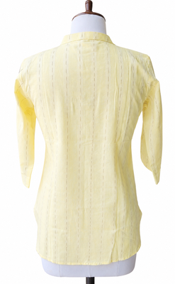 Women’s Shirt Style Tunic Top | Mandarin Collar Button-Down Top with 3/4 Sleeves | Casual Office Wear Long Top for Women 3