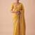 entrancing mustard yellow embroidery work with real bits work banarasi silk blend indian saree with blouse