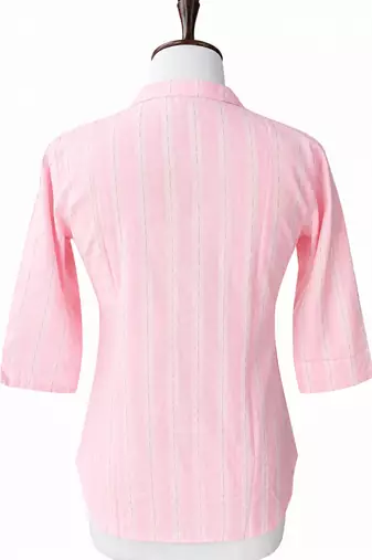 Women’s Shirt Style Tunic Top | Mandarin Collar Button-Down Top with 3/4 Sleeves | Casual Office Wear Long Top for Women