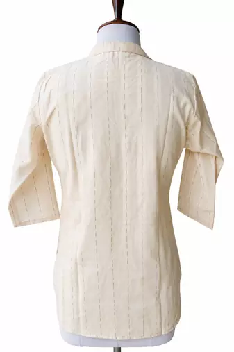 Women’s Shirt Style Tunic Top | Mandarin Collar Button-Down Top with 3/4 Sleeves | Casual Office Wear Long Top for Women