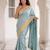 dreamy powder blue c-pallu embroidery work & cutwork arco border kanjivarm silk blend indian saree