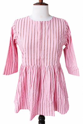 Stripes Peplum Top - Round Neck with 3/4 Sleeves 2