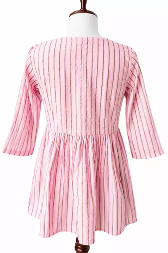 Stripes Peplum Top - Round Neck with 3/4 Sleeves