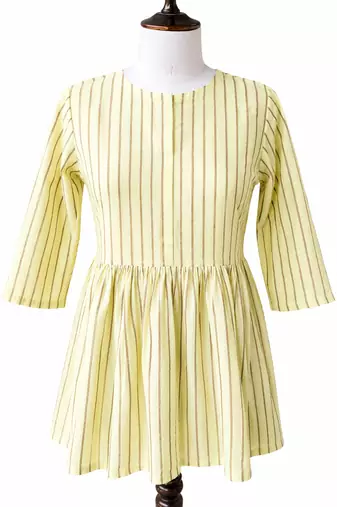Stripes Peplum Top - Round Neck with 3/4 Sleeves