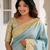 dreamy powder blue c-pallu embroidery work & cutwork arco border kanjivarm silk blend indian saree