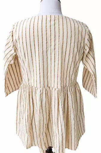 Stripes Peplum Top - Round Neck with 3/4 Sleeves